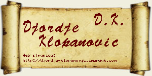 Đorđe Klopanović vizit kartica